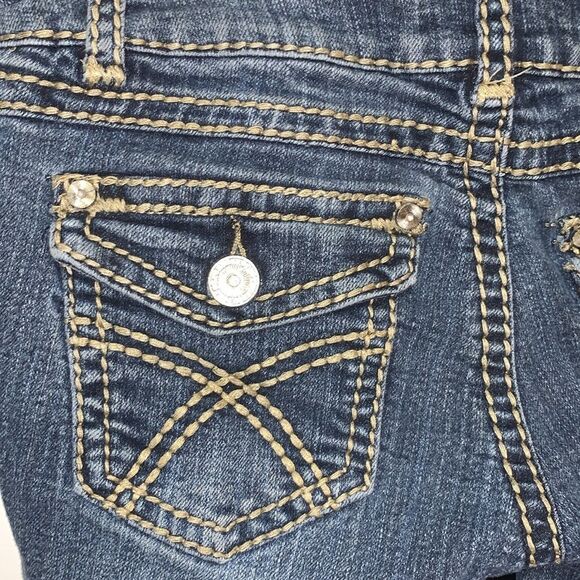 Clash Y2K Era Straight Leg Denim Jeans With Flap Pockets / Whipstitching Size 7 - Picture 14 of 16